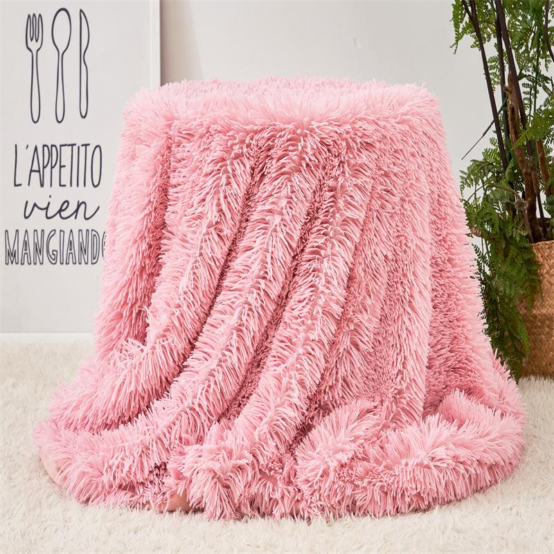 Solid Color Mink Fur Blanket Long Pile Tie-Dye Blanket for Sofa Bed Long Plush Bedspread Bed Cover Birthday Christmas Gift