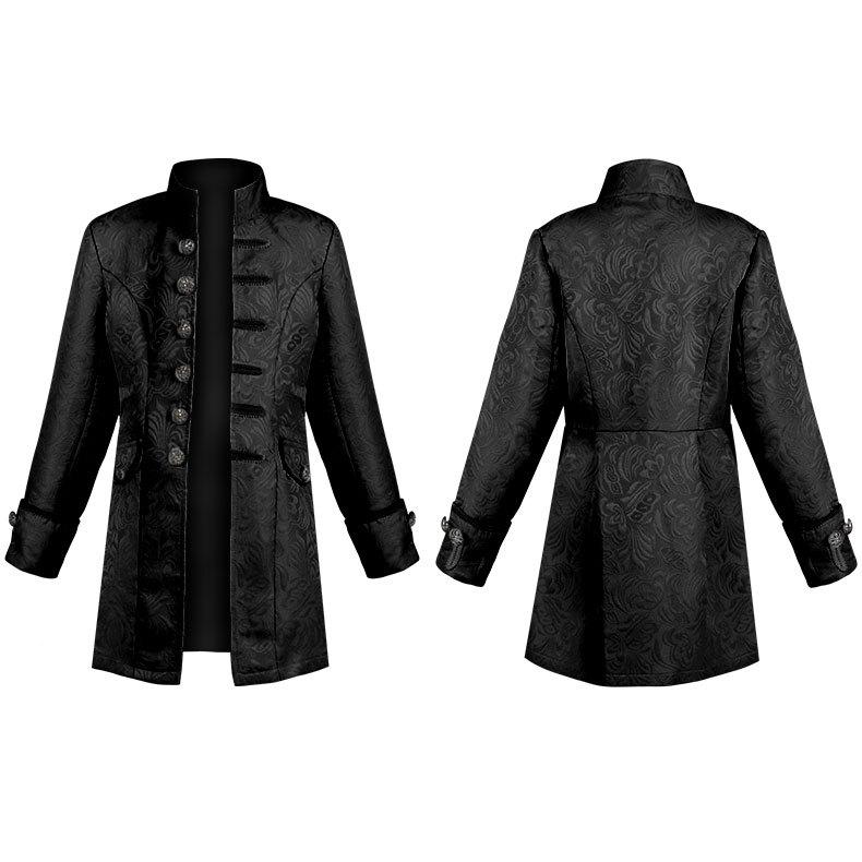 2026 new men's and children's dress coat solid color fashion steampunk retro uniform stand-up collar