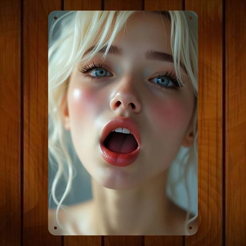 Female Portrait Metal Decorative Painting for Bars Garages