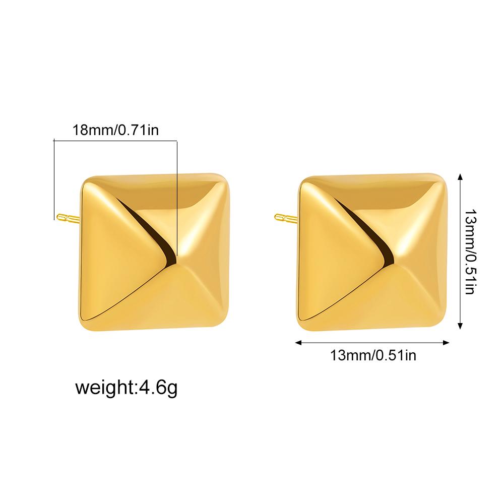 Creative Gold Plated Stainless Steel Round Geometric Earrings for Women Statement Geometric Studs Fashion Jewelry Waterproof