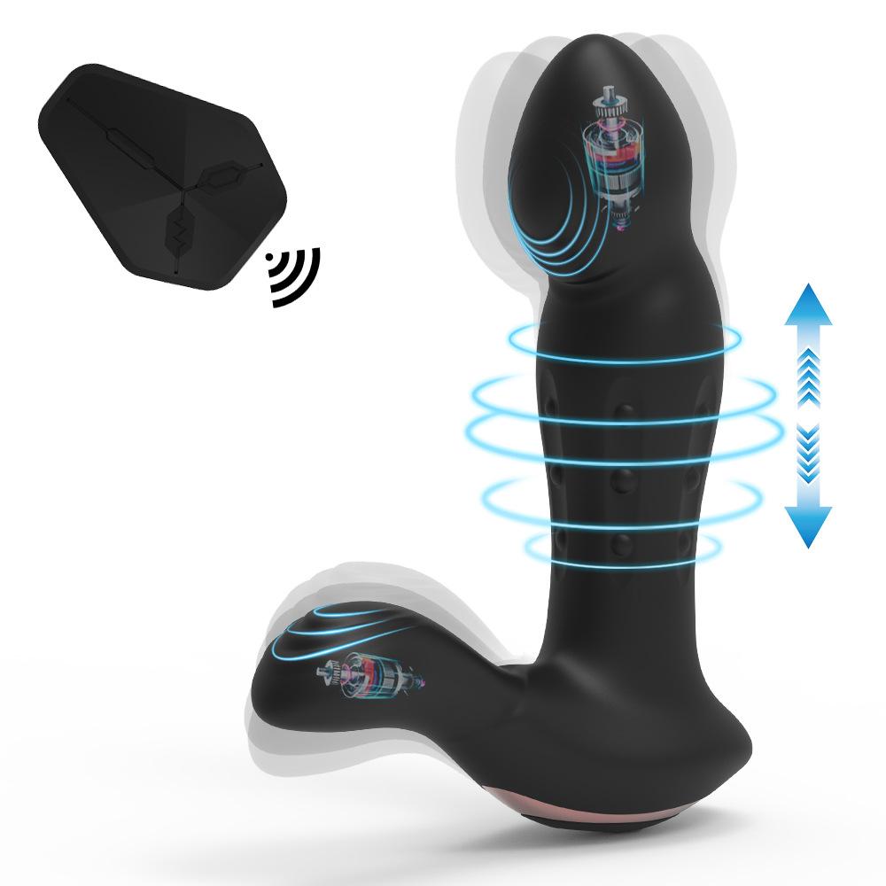 Male Thrusting Prostate Massager Rotating Anal Vibrator Butt Plug Testicle Stimulator Delay Ejaculation Ring Sex Toys For Men