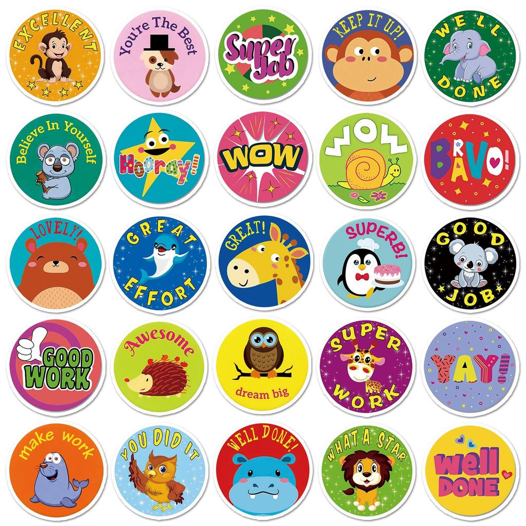 Children's Cartoon Reward Stickers: 50 Waterproof DIY Doodle Stickers for Phone Cases & Suitcases