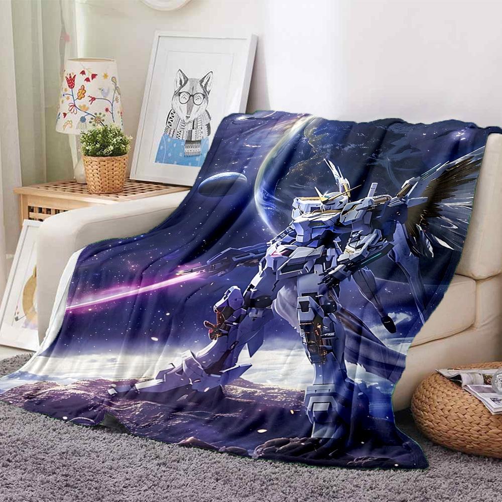 1pc Gundam Soft Comfortable Blanket Digital Print, All Season Multipurpose Knit Fabric Bedding, Office, Sofa Home Decor Blanket