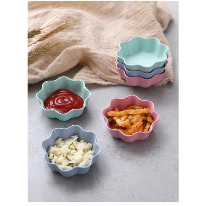 Dinnerware Mini Bowl Love Heart Shape Wheat Straw Bowls for Food Tableware Vinegar Seasoning Bowls Kitchen Supplies