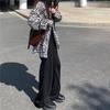 Zebra print shirt for women, 2024 new black and white Hong Kong style, loose and versatile casual long-sleeve top for women