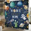 Space Galaxy Planet Shower Curtain Cartoon Astronaut Solar System Waterproof Bath Curtain For Bathroom Decor Polyester With Hook