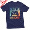 Level 30 Unlocked Gaming Controller Design Unisex TShirt Cotton Summer T Shirt Short Sleeve Casual Fashion Tee Gift for Gamers