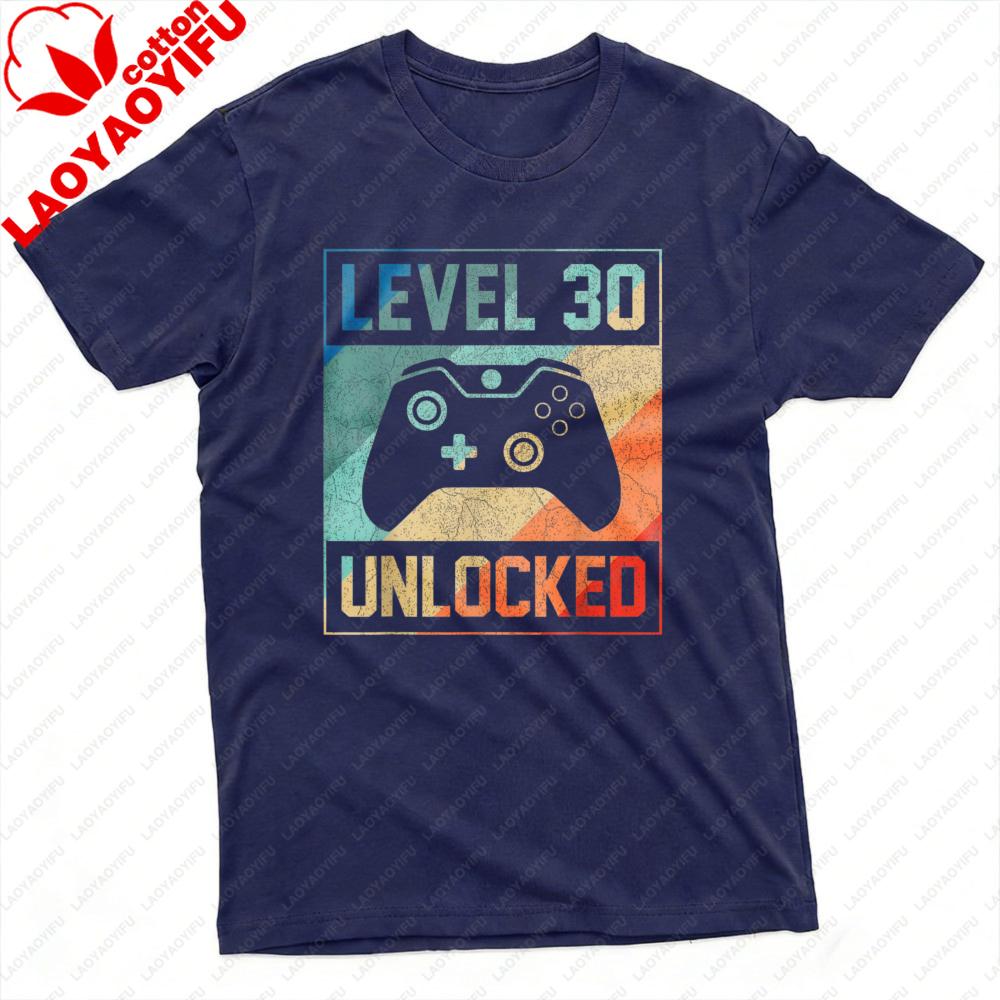 Level 30 Unlocked Gaming Controller Design Unisex TShirt Cotton Summer T Shirt Short Sleeve Casual Fashion Tee Gift for Gamers