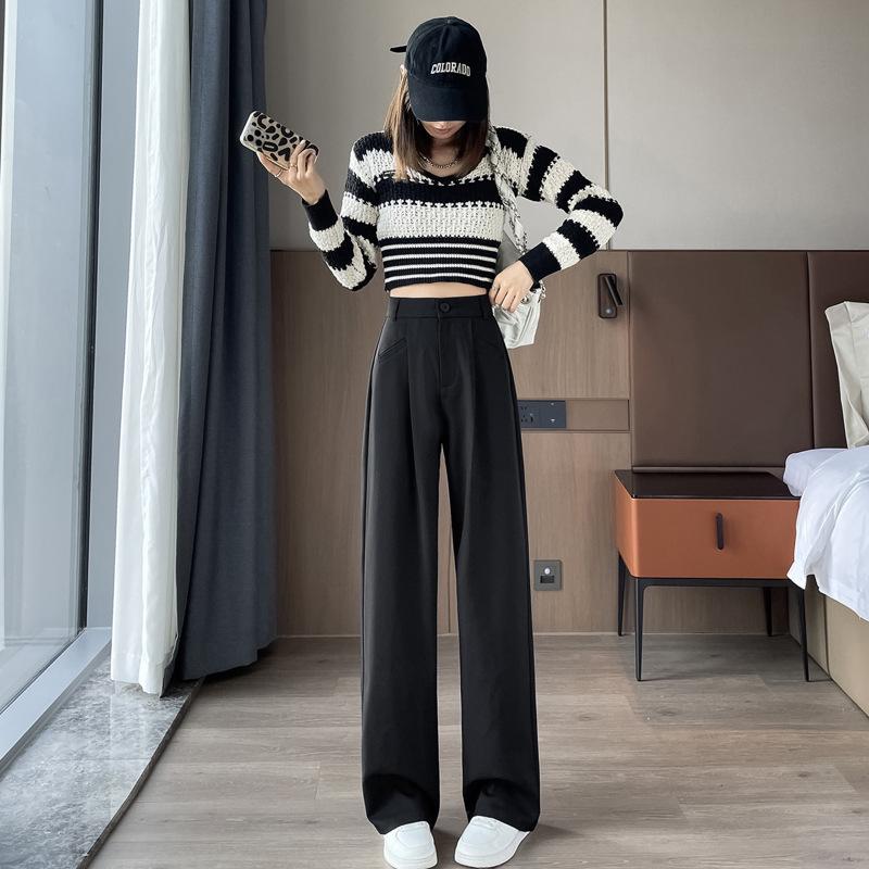 2026 Autumn Women's Wide-Leg High-Waisted Drape Slimming Straight-Leg Pants