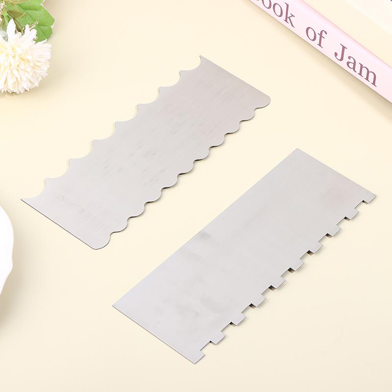 Stainless Steel Cake Scraper Double Sided Patterned Stripe Edge Cake Decorating Comb Smoother Scraper Pastry Cutter
