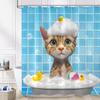 Cat Shower Curtain Funny Shower Curtain Bubble Cat  for Bathroom Cute Shower Curtain Set with 12 Hooks