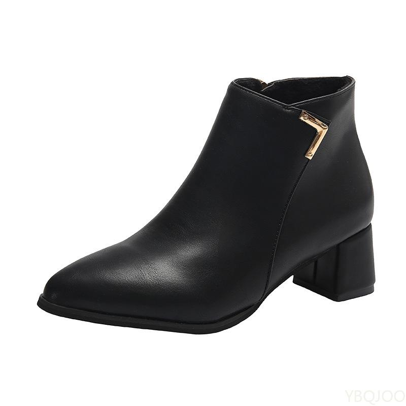 Autumn Winter New Edition Fashionable Versatile Women's Boots Zipper Short Women's Boots Elegant Simple Pointed Women's Shoes
