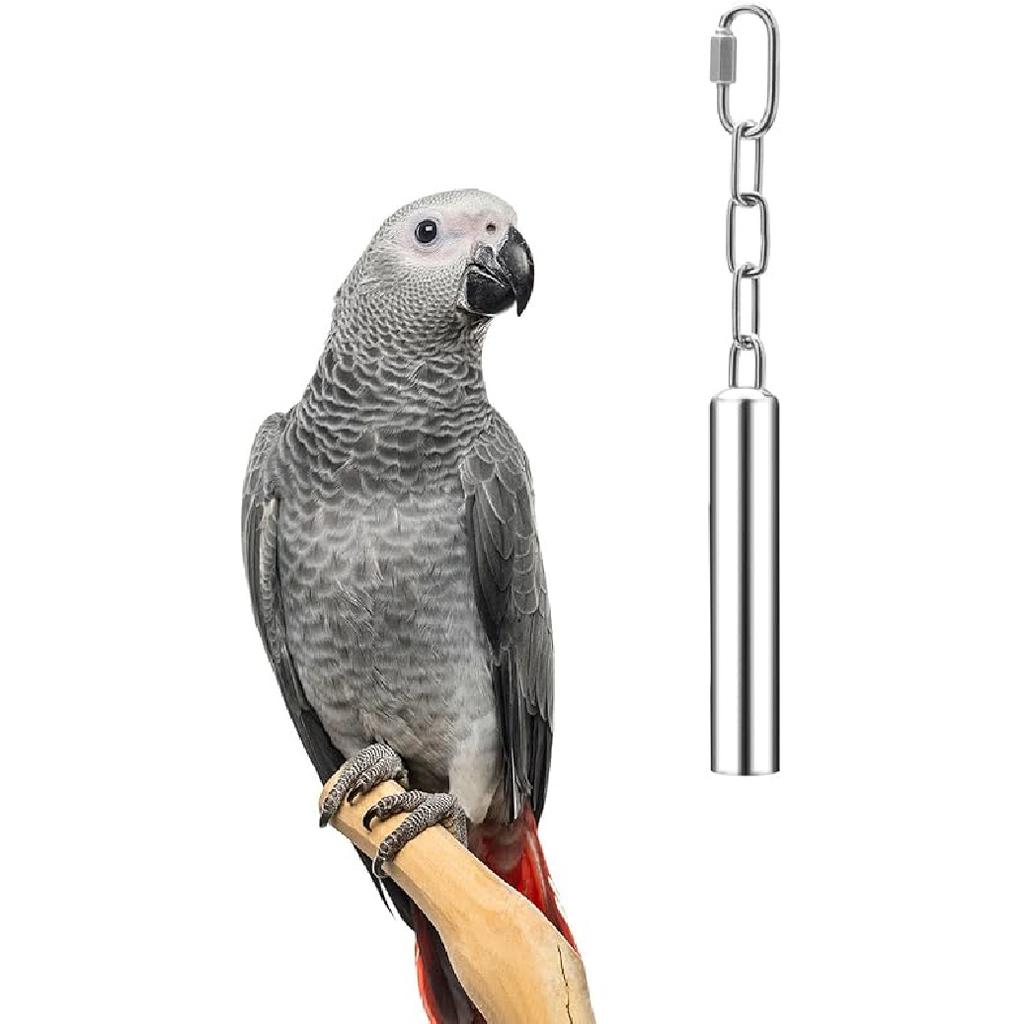 Wontee Stainless Steel Bell Toy Bird Cage Hanging Bite Toy for Parrot Parakeet Budgie Cockatiel Conure n Greys (2 PCS-S)