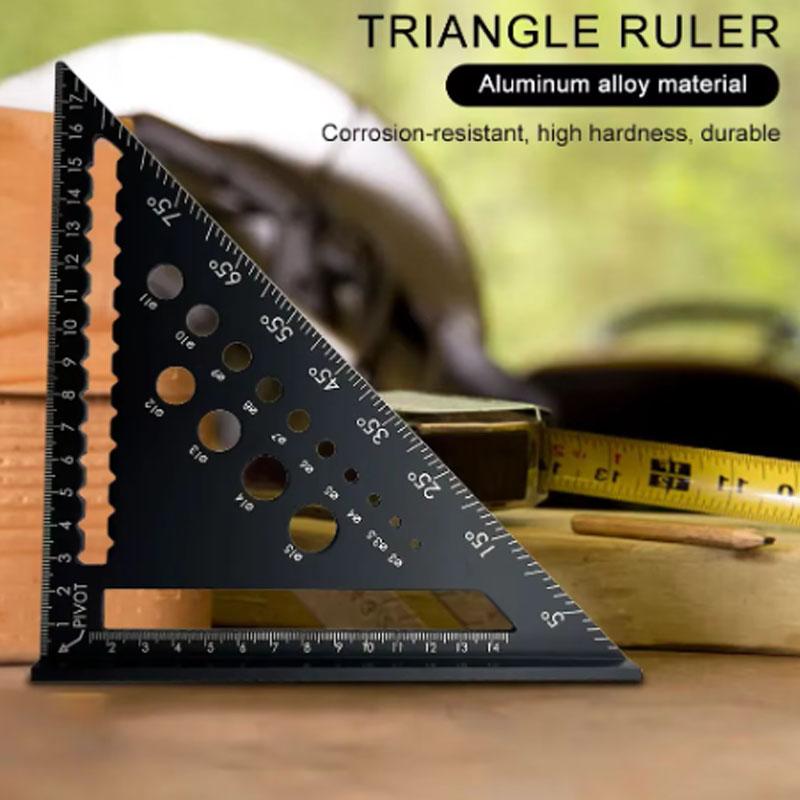 7-Inch Aluminum Alloy Triangle Ruler with Protractor - Precision Woodworking Measurement Tool (Durable, Accurate)