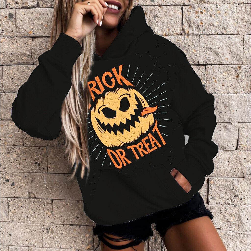 Autumn 3D Pumpkin Printed Hoodies Fashionable Casual Sports Long Sleeved Women's Hooded Sweatshirts