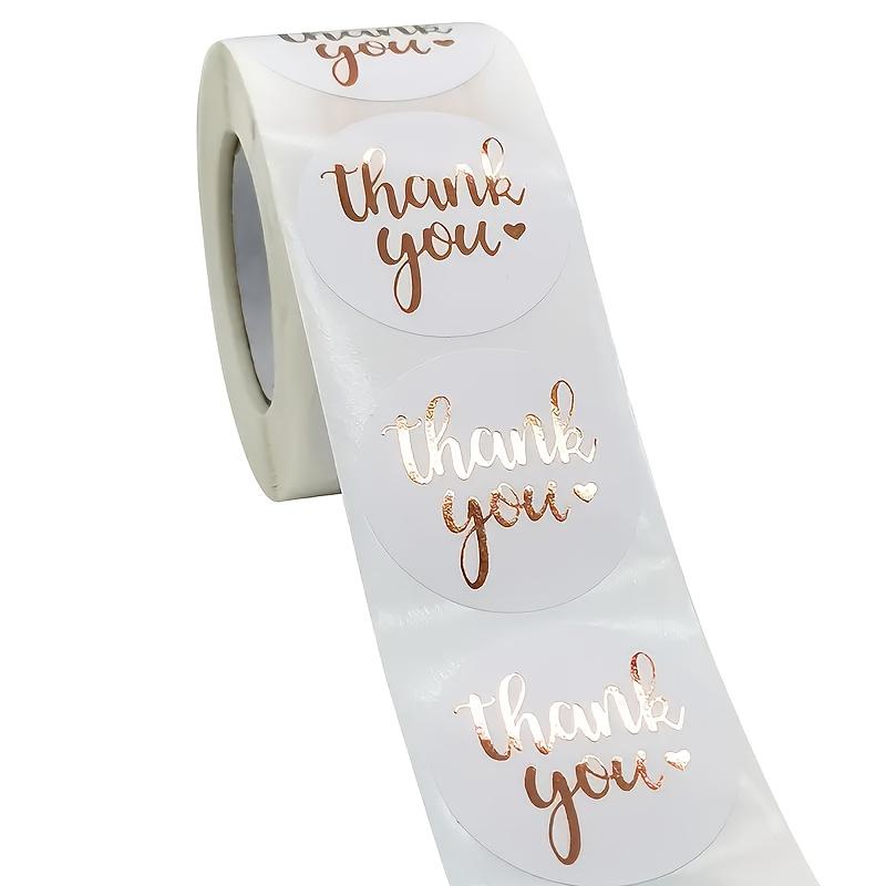Golden Foil Wedding Thank-you Stickers - White Paper Labels for Gift Packaging