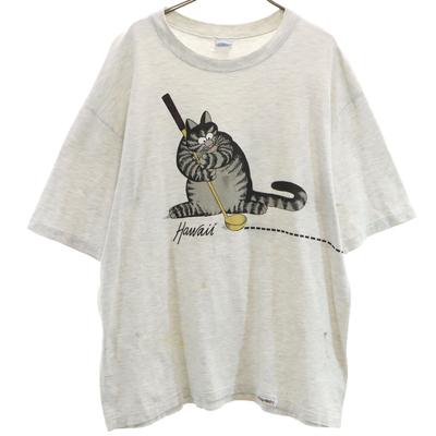 Crazy Shirt 90s Made In USA Old Cat Print Short Sleeve T-shirt L Men's Used