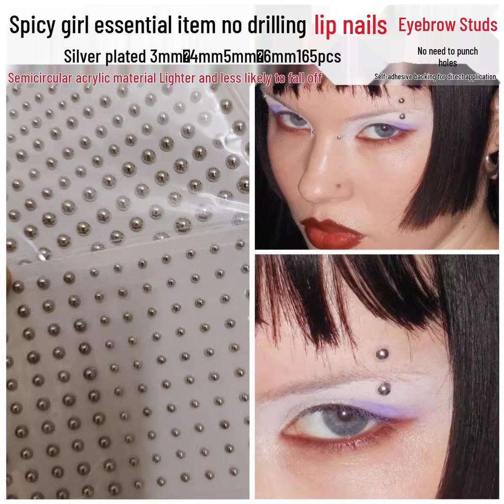 Self-Adhesive Rhinestone Studs: Fake Eyebrow, Lip, Nose, Ear, Dimple & Navel Rings - No Piercing Required