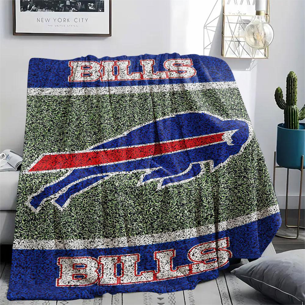 BUF Bills Printed Flannel Blanket, soft throw for bedroom sofa, washable, fan merchandise, great gift.