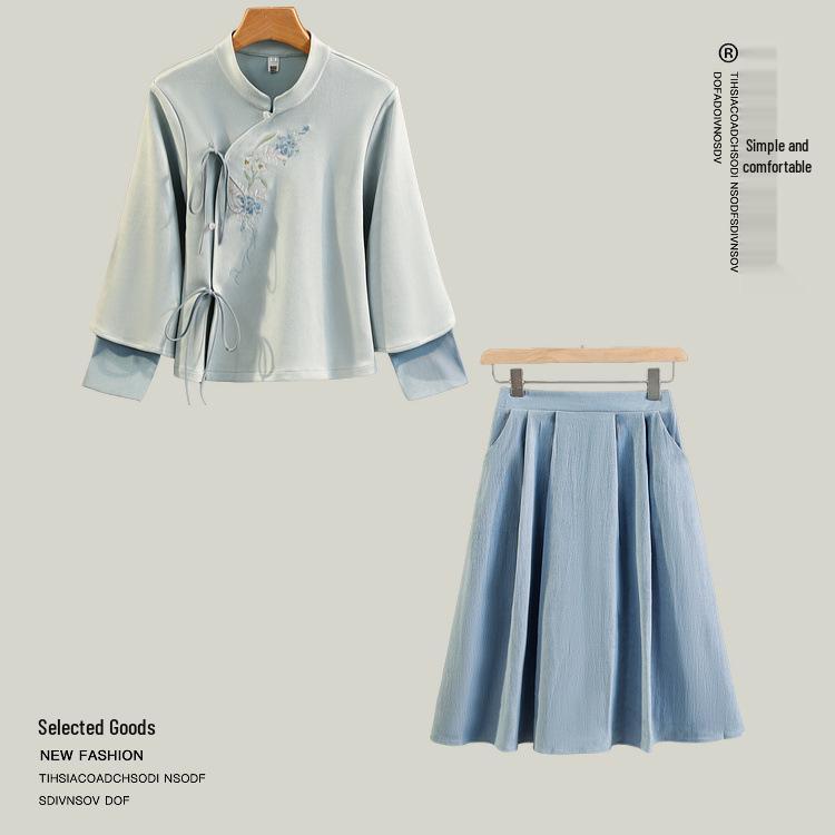 Retro vyšívaný jelenicový top ve stylu Tang a čínský oděv čchong-sam (cheongsam) pro ženy