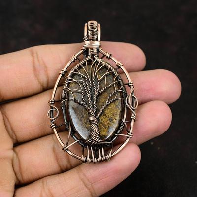 Tree Of Life Bronzite Pendant Gemstone Pendant Copper Wire Wrapped Jewelry Women Jewelry Tree Of Life Pendant Handmade Pendant Gift For Mom