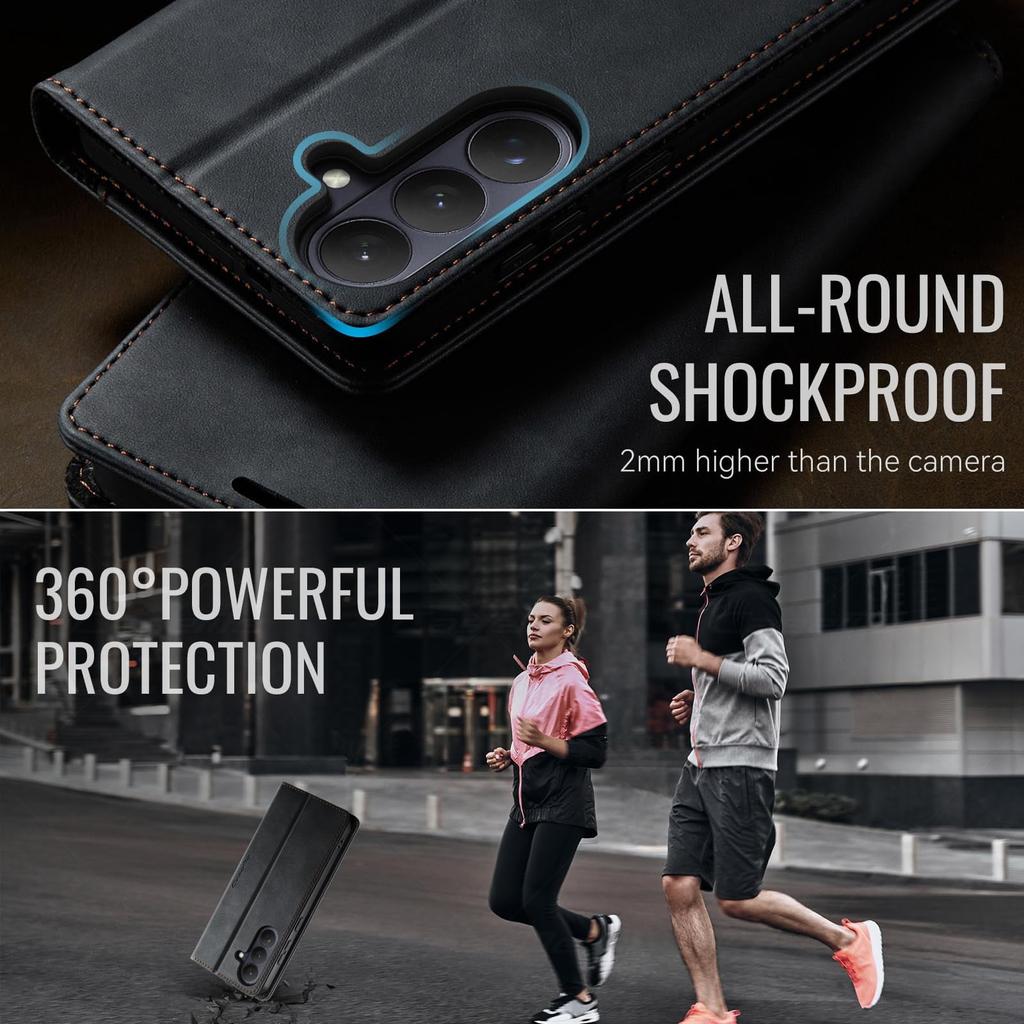 For Samsung Galaxy S26 Plus Case, PU Leather Wallet Case with RFID Blocking Card Holder Magnetic Flip Fold Shockproof Durable Protective Phone Case