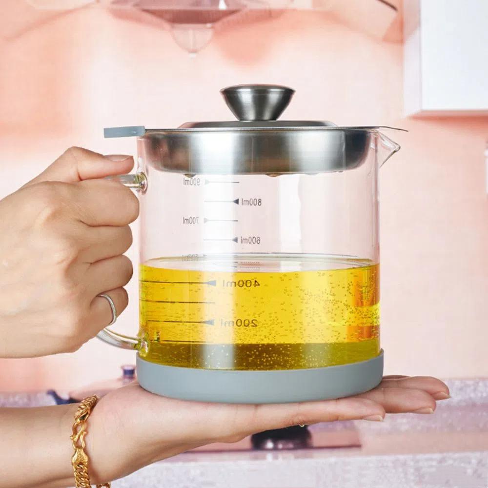 with Scale Cooking Oil Storage Can Fine Mesh Oil Filtration Can Oil Filter Container  Cooking Tool