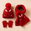 Winter Gift Set for Boys Girls Hat Gloves Scarf Kids, Warm Knitted Pompom Hat, Cute And Kids Bunny Embroidery, Cozy Ages 2 to 6