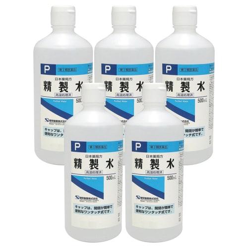 [Category 3 OTC Drug] Japanese Pharmacopoeia Purified Water 500mL x 5