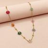 2 Pieces/set of Gold Color Chain Colored Flower Necklace Bracelets, Suitable for Ladies' Sweet Daily Party Jewelry Gifts
