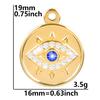 6pcs Real Gold Plated Blue/Dark Blue Rhinestone Evil Eye Pendant Stainless Steel Turkish Eye Charms For Jewelry Making Supplies