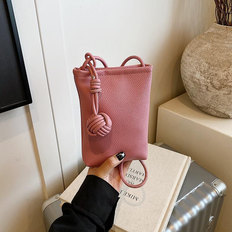 

Нишевая текстура мини маленькая сумка женская новая универсальная модная сумка для мобильного телефона повседневная на плечо кроссбоди сумка-ведро розовый