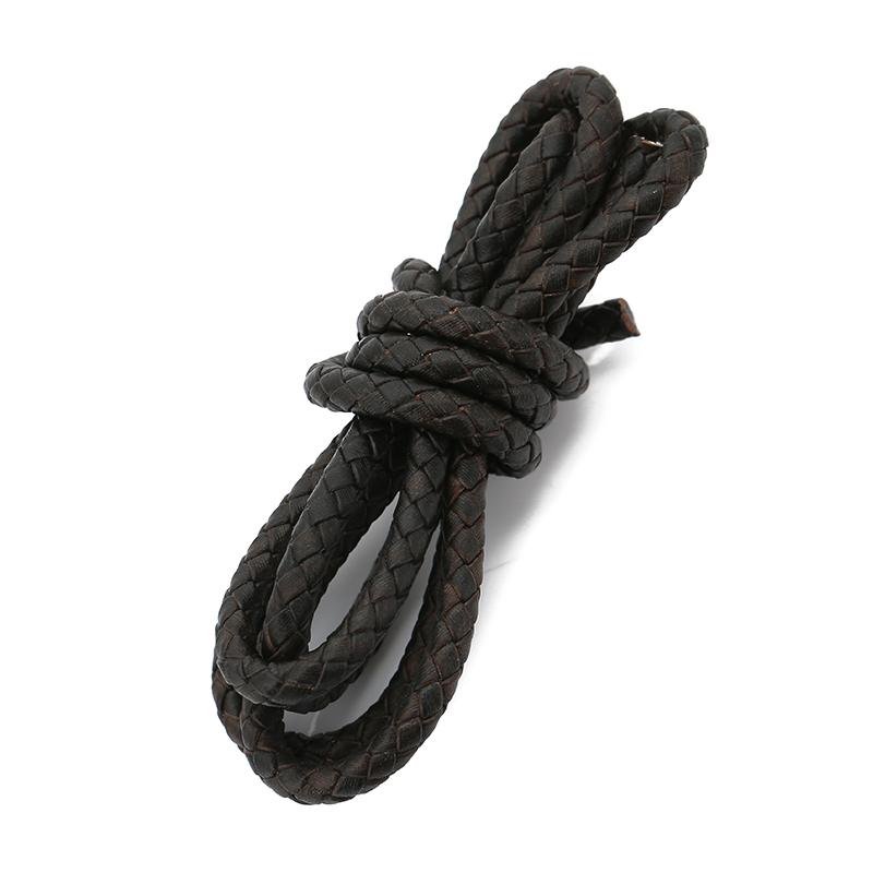 1/2 metru/balení Kulaté pletené šňůrky z pravé kůže 3/4/5/6 mm Vintage kožená šňůrka Pro výrobu kožených náramků a šperků