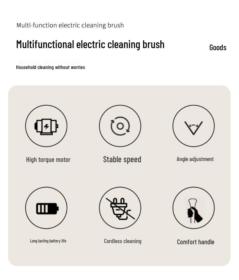 Nine-in-One Wireless Electric Cleaning Brush with Multi-Brush Heads
