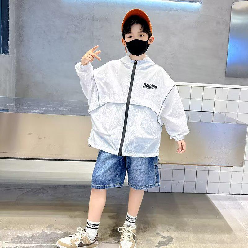 

2025 Boys Summer UV Protection Jacket - Lightweight Children s Sun Protection Outerwear 170 белый