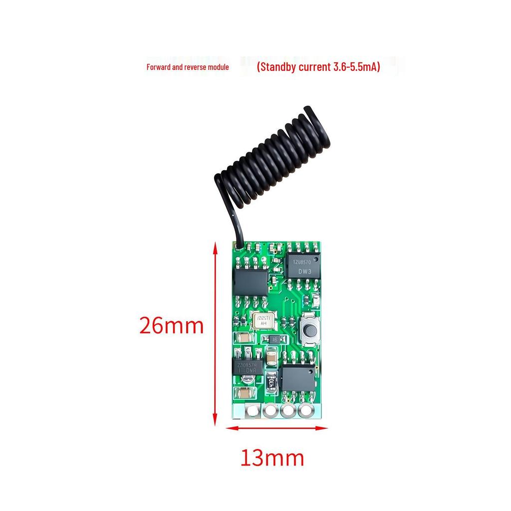 DC Motor Forward/Reverse Remote Control Switch 3.7V-24V with 433MHz Transmitter & Receiver