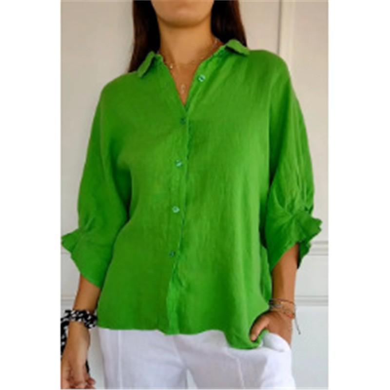 

2024 Весна Гарячий Продавець: Європейська та американська бавовняно-лляна сорочка на зав язках ззаду 4XL