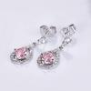 BELLA BOX Fashion Luxury Women Dangle Earrings Inlay Pink/White CZ Temperament Lady Earrings For Wedding Party Silver Color Jewelry