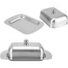 Butter Dish with Cover, Stainless Steel Butter Container Butterie Butter Dish for Kitchen Countertop Refrigerator, 7.3x4.8x2.8in