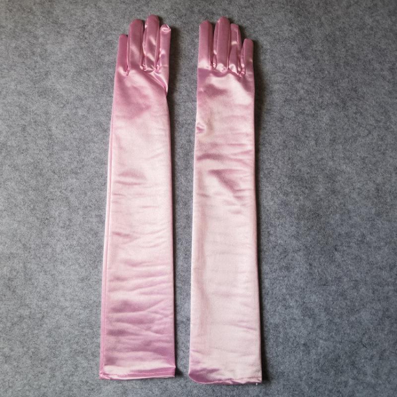 Women  Long Solid Satin Soft Multicolor Ceremonial Gloves Drive Ride Dance Performance Sunscreen Cosplay Elasticity