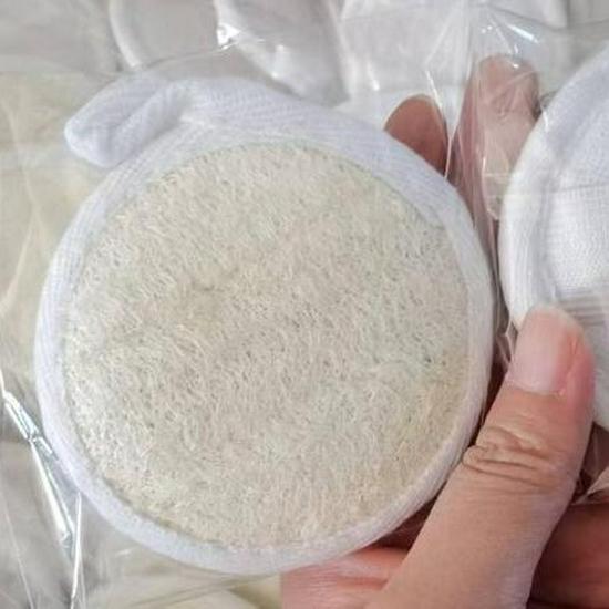 Summer Loofah Bath Scrubber Slices: Cotton & Linen Back Scrubber with Dotted Design