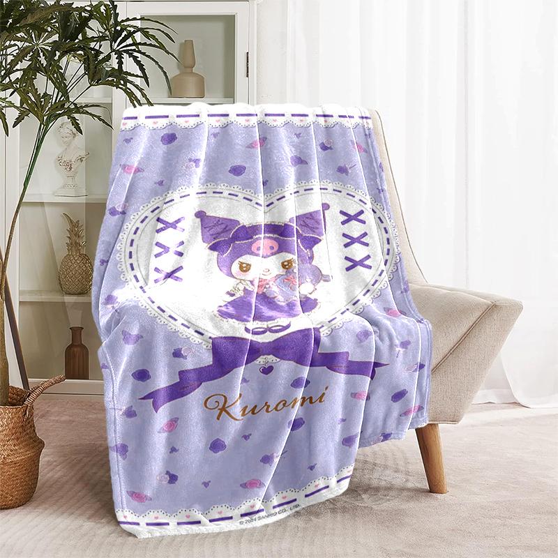 1pc Blanket Sanrio Kuromi2 Print Design, Lightweight Blanket for Sofa, Bed- Soft &Warm, Gift for All Seasons Like Christmas, Halloween