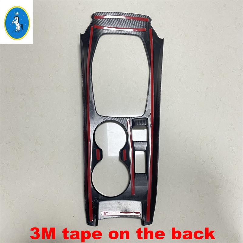 ABS Carbon Fiber Central Control Gear Shift Panel Water Cup Frame Decoration Accessories Cover Trim For Peugeot 208 - 2025