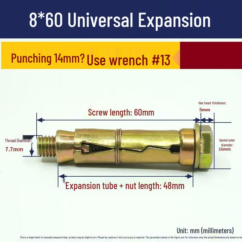 Three-piece Gecko Colorful Zinc Heavy-Duty Universal Expansion Bolt M6-M20 Fully Threaded