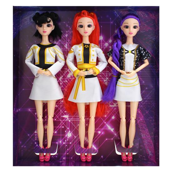 3 Pezzi Bambola in Vinile Articolata K-POP Action Figure Multi-Snodo Posaabile con Vestito Intercambiabile Giocattolo da Collezione per Bambini Adulti