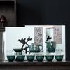 Ge Kiln Ice Crack High-end Kung Fu Tea Set for Home Office Reception Gift Ceramic Teapot and Teacups Nurturable
