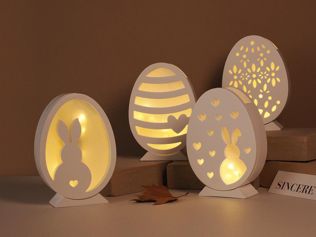 Egg Rabbit Gypsum Silicone Mold Hollow Easter Egg LED Night Light Concrete Candle Holder Resin Casting Mold Home Craft Ornaments