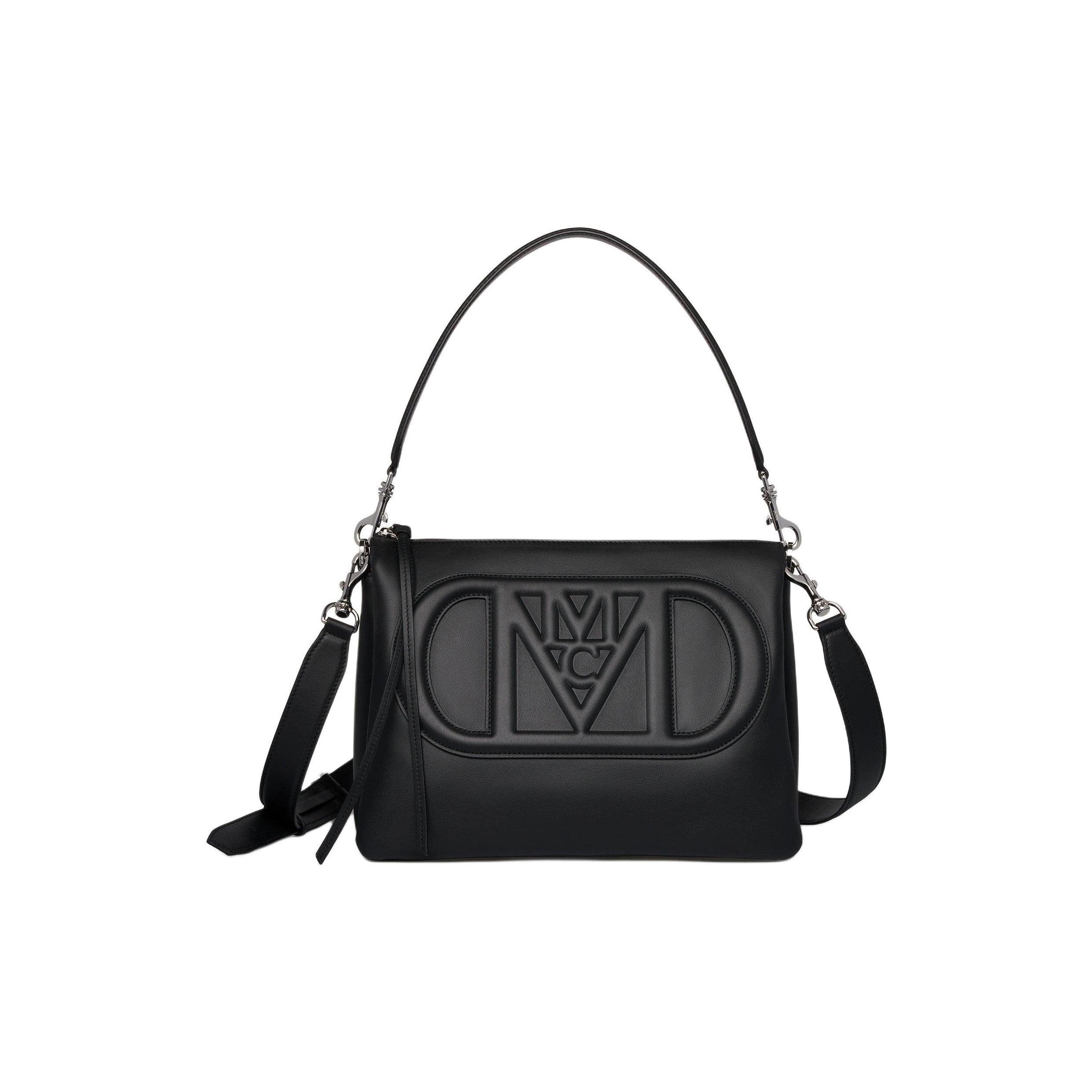 MCM Mode Travia Logo Reli&euml;f Kalfsleer Schoudertas Dames Schoudertas Zwart MWRDALD02BK001 Basic Set (Bag+Dust Bag)
