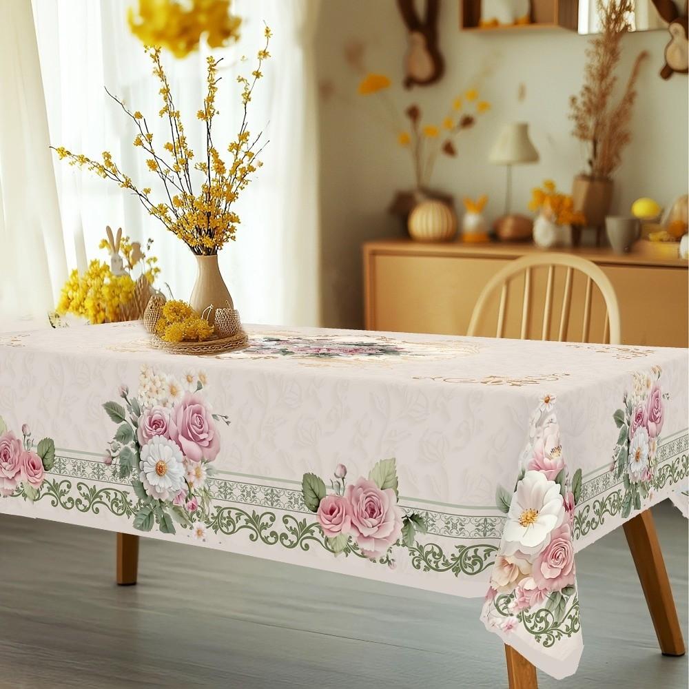 Waterproof Polyester Tablecloth Country Rooster Table Cover Universal Round Table Cloth Kitchen