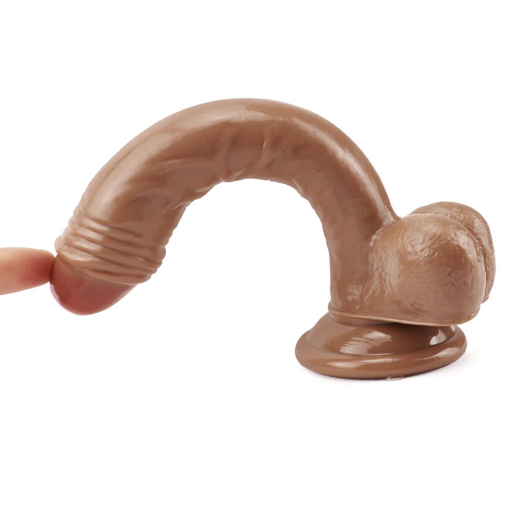 Hnědé dildo na penis realistické s přísavným popruhem Ultra elastický popruh na opasek na velkém dildu Sexy hračky pro ženy pro dospělé
